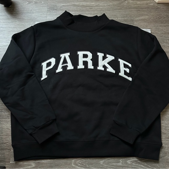 parke Tops - PARKE Varsity Nostalgia Mockneck Black + White NWT